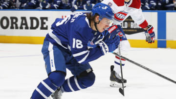 TORONTO, ON - MAY 31: Mitchell Marner #16 of the Toronto Maple Leafs skates against the Montreal Canadiens during Game Seven of the First Round of the 2021 Stanley Cup Playoffs at Scotiabank Arena on May 31, 2021 in Toronto, Ontario, Canada. The Canadiens defeated the Map[le Leafs 3-1 to win series 4 games to 3. (Photo by Claus Andersen/Getty Images)