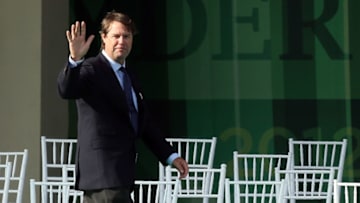 MEDINAH, IL - SEPTEMBER 27: Former Ryder Cup captain Paul Azinger takes the stage during the Opening Ceremony for the 39th Ryder Cup at Medinah Country Club on September 27, 2012 in Medinah, Illinois. (Photo by Andy Lyons/Getty Images)