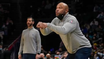 Jan 10, 2022; Charlotte, North Carolina, USA; Milwaukee Bucks assistant coach Darvin Ham during the second quarter against the Charlotte Hornets at the Spectrum Center. Mandatory Credit: Jim Dedmon-USA TODAY Sports