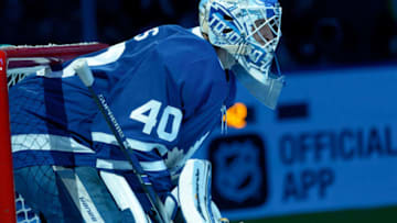 TORONTO, ON - SEPTEMBER 24: Toronto Maple Leafs Goaltender Garret Sparks (40) is introduced before the NHL preseason game between the Montreal Canadiens and the Toronto Maple Leafs on September 24, 2018, at Scotiabank Arena in Toronto, ON, Canada. (Photo by Julian Avram/Icon Sportswire via Getty Images)