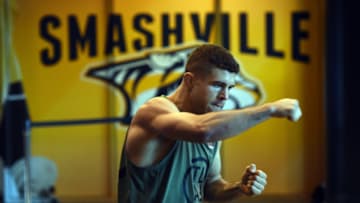 NASHVILLE, TN - APRIL 20: Al Iaquinta holds an open workout for fans and media at the Bridgestone Arena Atrium on April 20, 2017 in Nashville, Tennessee. (Photo by Jeff Bottari/Zuffa LLC/Zuffa LLC via Getty Images)