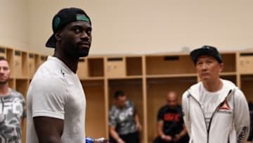 PITTSBURGH, PA - SEPTEMBER 16: Uriah Hall of Jamaica warms up backstage during the UFC Fight Night event inside the PPG Paints Arena on September 16, 2017 in Pittsburgh, Pennsylvania. (Photo by Mike Roach/Zuffa LLC/Zuffa LLC via Getty Images)