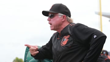 Mar 28, 2016; Fort Myers, FL, USA; Baltimore Orioles manager Buck Showalter (26) looks on against the Boston Red Sox at JetBlue Park. Mandatory Credit: Kim Klement-USA TODAY Sports