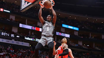 Dec 8, 2021; Houston, Texas, USA; Brooklyn Nets guard David Duke Jr. (6) dunks the ball during the fourth quarter against the Houston Rockets at Toyota Center. Mandatory Credit: Troy Taormina-USA TODAY Sports