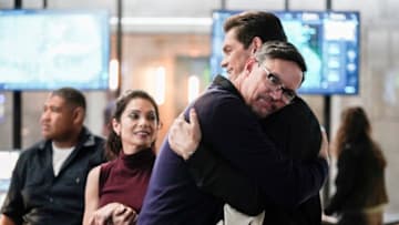 “Rival Companions” – When an international catastrophe occurs on live TV, the Omega Sector team must seek out help from The Wolf, a merciless contract assassin, on the CBS Original series TRUE LIES, Wednesday, March 22 (10:00-11:00 PM, ET/PT) on the CBS Television Network and available on the CBS app and streaming on Paramount+.* Pictured L to R: Omar Miller as Gib, Ginger Gonzaga as Helen Tasker, Matthew Lillard as The Wolf, and Steve Howey as Harry Tasker. Photo: Jace Downs/CBS ©2022 CBS Broadcasting, Inc. All Rights Reserved.