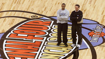 Duke basketball legends Mike Krzyzewski and Johnny Dawkins (Brian Bahr/ Allsport)