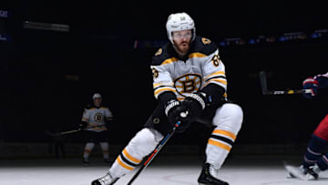 COLUMBUS, OH - APRIL 2: Kevan Miller #86 of the Boston Bruins skates against the Columbus Blue Jackets on April 2, 2019 at Nationwide Arena in Columbus, Ohio. (Photo by Jamie Sabau/NHLI via Getty Images)