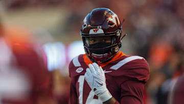 Virginia Tech Hokies defensive end Kyree Moyston prior to game against the West Virginia Mountaineers at Lane Stadium. Getty Images.