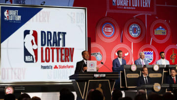 CHICAGO - MAY 15: NBA Deputy Commissioner, Mark Tatum awards the LA Clippers the number thirteenth pick in the 2018 NBA Draft during the 2018 NBA Draft Lottery at the Palmer House Hotel on May 15, 2018 in Chicago Illinois. NOTE TO USER: User expressly acknowledges and agrees that, by downloading and/or using this photograph, user is consenting to the terms and conditions of the Getty Images License Agreement. Mandatory Copyright Notice: Copyright 2018 NBAE (Photo by Jeff Haynes/NBAE via Getty Images)