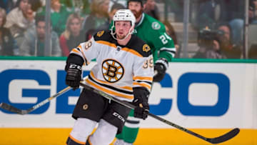 Feb 20, 2016; Dallas, TX, USA; Boston Bruins left wing Matt Beleskey (39) skates against the Dallas Stars during the game at the American Airlines Center. The Bruins defeat the Stars 7-3. Mandatory Credit: Jerome Miron-USA TODAY Sports