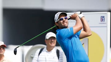 BUENOS AIRES, ARGENTINA - OCTOBER 23: Jose Toledo of Guatemala tees off on the first hole during the first round of America's Golf Cup as part of PGA Latinoamerica tour at Olivos Golf Club on October 23, 2014 in Buenos Aires, Argentina. (Photo by Gabriel Rossi/LatinContent via Getty Images)