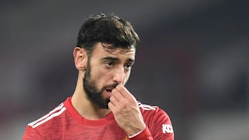 Manchester United's Portuguese midfielder Bruno Fernandes (Photo by PETER POWELL/POOL/AFP via Getty Images)