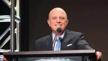 BEVERLY HILLS, CA - AUGUST 01: Chief Executive Officer of Starz Chris Albrecht speaks onstage during the 'Executive Session' panel discussion at the Starz portion of the 2016 Television Critics Association Summer Tour at The Beverly Hilton Hotel on August 1, 2016 in Beverly Hills, California.