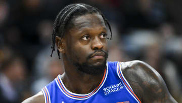 SALT LAKE CITY, UTAH - FEBRUARY 07: Julius Randle #30 of the New York Knicks in action during the first half of a game against the Utah Jazz at Vivint Smart Home Arena on February 07, 2022 in Salt Lake City, Utah. NOTE TO USER: User expressly acknowledges and agrees that, by downloading and or using this photograph, User is consenting to the terms and conditions of the Getty Images License Agreement. (Photo by Alex Goodlett/Getty Images)