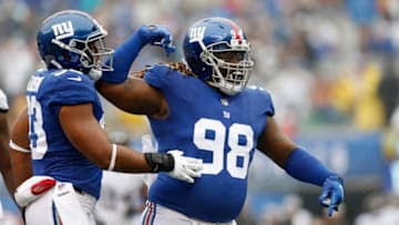 EAST RUTHERFORD, NJ - SEPTEMBER 09: (NEW YORK DAILIES OUT) Damon Harrison #98 of the New York Giants in action against the Jacksonville Jaguars on September 9, 2018 at MetLife Stadium in East Rutherford, New Jersey. The Jaguars defeated the Giants 20-15. (Photo by Jim McIsaac/Getty Images)