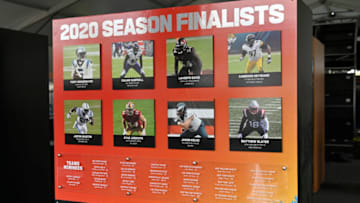 CLEVELAND, OHIO - APRIL 28: 2020 Season Finalist inside the NFL Locker Room at the NFL Draft Experience is shown on display on April 28, 2021 in Cleveland, Ohio. (Photo by Duane Prokop/Getty Images)
