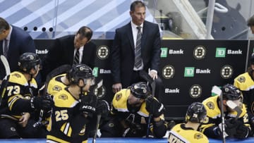 Head coach Bruce Cassidy of the Boston Bruins (Photo by Elsa/Getty Images)