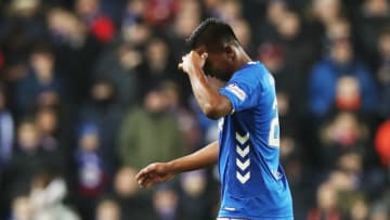 GLASGOW, SCOTLAND - DECEMBER 05: Alfredo Morelos of Rangers leaves the field after a second yellow card during the Scottish Ladbrokes Premiership match between Rangers and Aberdeen at Ibrox Stadium on December 5, 2018 in Glasgow, Scotland. (Photo by Ian MacNicol/Getty Images)