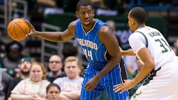 Apr 1, 2016; Milwaukee, WI, USA; Orlando Magic forward Andrew Nicholson (44) during the game against the Milwaukee Bucks at BMO Harris Bradley Center. Milwaukee won 113-110. Mandatory Credit: Jeff Hanisch-USA TODAY Sports