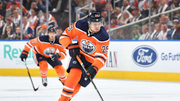 EDMONTON, AB - OCTOBER 4: Leon Draisaitl. (Photo by Andy Devlin/NHLI via Getty Images)