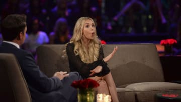 THE BACHELOR - "Episode 2111 - The Women Tell All" - Tempers flare and there are plenty of fireworks, as 19 of the most memorable women this season are back to confront Nick and tell their side of the story. There were highs and lows during Nick's unforgettable season - and then there was Corinne, the most controversial bachelorette of the group. The very self-confident Corinne, who has been the woman viewers and the other bachelorettes have loved to hate, returns to have her chance to defend herself. Rachel, the recently announced new Bachelorette, shares some insight into how she plans to handle her search for love. Danielle L. and Kristina attempt to get some closure to their sudden and heart-wrenching break-ups. Then, take a sneak peak at the dramatic season finale and Nick's final two women, on "The Bachelor: The Women Tell All," MONDAY, MARCH 6 (9:01-11:00 p.m. EST), on The ABC Television Network. (ABC/Michael Yada)CHRIS HARRISON, CORINNE