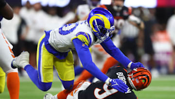 South Carolina football linebacker Ernest Jones sacks Joe Burrow in Super Bowl LVI. Mandatory Credit: Mark J. Rebilas-USA TODAY Sports