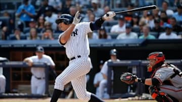 Sep 21, 2013; Bronx, NY, USA; New York Yankees third baseman Alex Rodriguez (13) grounds out allowing a runner to score and a man to advance during the third inning against the San Francisco Giants at Yankee Stadium. Mandatory Credit: Anthony Gruppuso-USA TODAY Sports