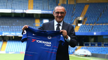 Maurizio Sarri, manager of Chelsea during a press conference at Stamford Bridge Ground, London on 18 July , 2018.(Photo by Action Foto Sport / Nur Photo) (Photo by Action Foto Sport/NurPhoto via Getty Images)