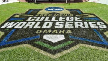 Jun 17, 2022; Omaha, NE, USA; General signage before the start of the Men's College World Series at Charles Schwab Field. Mandatory Credit: Steven Branscombe-USA TODAY Sports