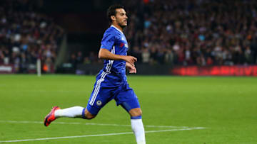 LONDON, ENGLAND - OCTOBER 26: Pedro of Chelsea during the EFL Cup fourth round match between West Ham and Chelsea at The London Stadium on October 26, 2016 in London, England. (Photo by Catherine Ivill - AMA/Getty Images)