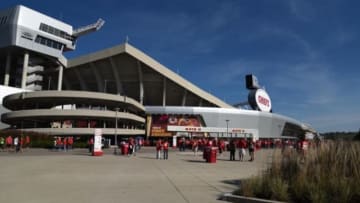 Oct 11, 2015; Kansas City, MO, USA; An exterior view of Arrowhead Stadium before the game between the Kansas City Chiefs and the Chicago Bears. Mandatory Credit: John Rieger-USA TODAY Sports