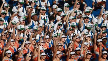 GAINESVILLE, FLORIDA - NOVEMBER 17: Florida Gator fans watch the action from the student section in Gainesville, Florida. (Photo by Scott Halleran/Getty Images)
