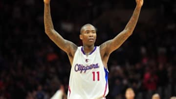 February 19, 2015; Los Angeles, CA, USA; Los Angeles Clippers guard Jamal Crawford (11) reacts following the 119-115 victory against the San Antonio Spurs at Staples Center. Mandatory Credit: Gary A. Vasquez-USA TODAY Sports