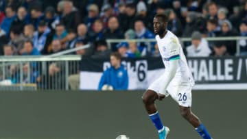 BIELEFELD, GERMANY - OCTOBER 29: Salif Sane of Schalke controls the ball during the DFB Cup second round match between Arminia Bielefeld and FC Schalke 04 at Schueco Arena on October 29, 2019 in Bielefeld, Germany. (Photo by TF-Images/Getty Images)