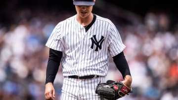 NEW YORK, NY - JULY 21: Sonny Gray #55 of the New York Yankees looks on during the game against the New York Mets at Yankee Stadium on July 21, 2018 in the Bronx borough of New York City. (Photo by Rob Tringali/SportsChrome/Getty Images)