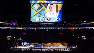 DENVER, CO - JANUARY 26: Nikola Jokic #15 of the Denver Nuggets is introduced into the starting lineup before the game against the Phoenix Suns on January 26, 2017 at the Pepsi Center in Denver, Colorado. NOTE TO USER: User expressly acknowledges and agrees that, by downloading and/or using this Photograph, user is consenting to the terms and conditions of the Getty Images License Agreement. Mandatory Copyright Notice: Copyright 2017 NBAE (Photo by Bart Young/NBAE via Getty Images)