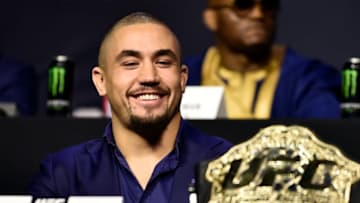 BROOKLYN, NEW YORK - APRIL 06: Robert Whittaker interacts with media during the UFC press conference inside Barclays Center on April 6, 2018 in Brooklyn, New York. (Photo by Jeff Bottari/Zuffa LLC/Zuffa LLC via Getty Images)