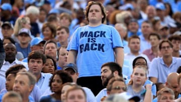 WINSTON SALEM, NORTH CAROLINA - SEPTEMBER 13: A fan watches on during the game between the North Carolina Tar Heels and Wake Forest Demon Deacons at BB&T Field on September 13, 2019 in Winston Salem, North Carolina. (Photo by Streeter Lecka/Getty Images)