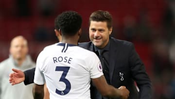 Tottenham Hotspur manager Mauricio Pochettino (right) and Danny Rose reacts after the Premier League match at Old Trafford, Manchester. (Photo by Nick Potts/PA Images via Getty Images)