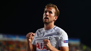 NICOSIA, CYPRUS - SEPTEMBER 26: Harry Kane of Tottenham Hotspur celebrates scoring his sides second goal during the UEFA Champions League Group H match between Apoel Nicosia and Tottenham Hotspur at GSP Stadium on September 26, 2017 in Nicosia, Cyprus. (Photo by Clive Rose/Getty Images)