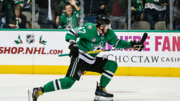 DALLAS, TX - NOVEMBER 24: Dallas Stars right wing Alexander Radulov (47) celebrates scoring a goal during the game between the Dallas Stars and the Calgary Flames on November 24, 2017 at the American Airlines Center in Dallas, Texas. Dallas beats Calgary 6-3. (Photo by Matthew Pearce/Icon Sportswire via Getty Images)