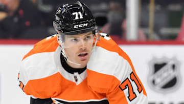 Sep 28, 2021; Philadelphia, Pennsylvania, USA; Philadelphia Flyers center Max Willman (71) against the New York Islanders at Wells Fargo Center. Mandatory Credit: Eric Hartline-USA TODAY Sports