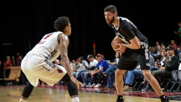 HOFFMAN ESTATES, IL - MARCH 17: Patricio Garino #25 of the Austin Spurs looks to pass the ball against the Windy City Bulls during a NBA D-League game on March 17, 2017 at the Sears Centre Arena in Hoffman Estates, Illinois. NOTE TO USER: User expressly acknowledges and agrees that, by downloading and/or using this photograph, user is consenting to the terms and conditions of the Getty Images License Agreement. Mandatory Copyright Notice: Copyright 2017 NBAE (Photo by John L. Alexander/NBAE via Getty Images)