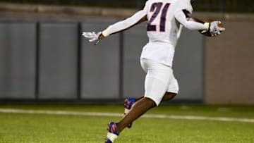 Pike Road's Anthony Rogers (21) scores a touchdown against Lanier during their game at Cramton Bowl in Montgomery, Ala., on Thursday September 8, 2022.Prl28