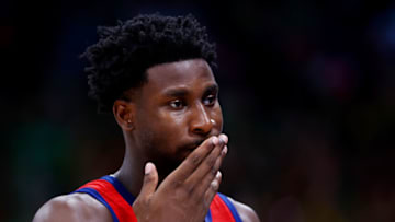 MANILA, PHILIPPINES - SEPTEMBER 03: Jaren Jackson Jr. #13 of the United States reacts after the FIBA Basketball World Cup 2nd Round Group J loss to Lithuania at Mall of Asia Arena on September 03, 2023 in Manila, Philippines. Lithuania won 110-104. (Photo by Yong Teck Lim/Getty Images)