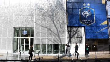 A photograph taken on March 14, 2020 shows the headquarters of the French Football Federation in Paris. - The French football season has been suspended "until further notice" because of the coronavirus outbreak, the LFP, which runs the elite Ligue 1 and Ligue 2, announced on March 13, 2020. (Photo by FRANCK FIFE / AFP) (Photo by FRANCK FIFE/AFP via Getty Images)