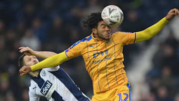 WEST BROMWICH, ENGLAND - JANUARY 05: WBA player Wes Hoolahan is beaten to the ball by Reece James of Wigan during the FA Cup Third Round match between West Bromwich Albion and Wigan Athletic at The Hawthorns on January 5, 2019 in West Bromwich, United Kingdom. (Photo by Stu Forster/Getty Images)
