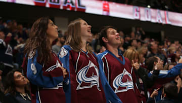 DENVER, CO - OCTOBER 15:Fans of the Colorado Avalanche cheer against the Dallas Stars at the Pepsi Center on October 15, 2016 in Denver, Colorado. (Photo by Michael Martin/NHLI via Getty Images)