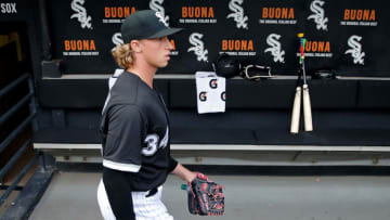 CHICAGO, IL - AUGUST 21: Starting pitcher Michael Kopech #34 of the Chicago White Sox walks in the dugout before warming up before his MLB debut in a game against the Minnesota Twins at Guaranteed Rate Field on August 21, 2018 in Chicago, Illinois. (Photo by Jon Durr/Getty Images)