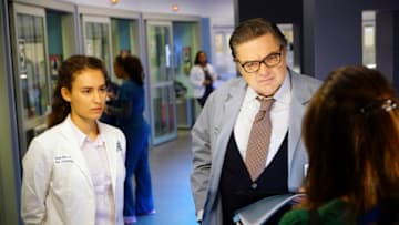 CHICAGO MED -- "Down By Law" Episode 310 -- Pictured: (l-r) Rachel DiPillo as Sarah Reese, Olivier Platt as Daniel Charles -- (Photo by: Elizabeth Sisson/NBC)